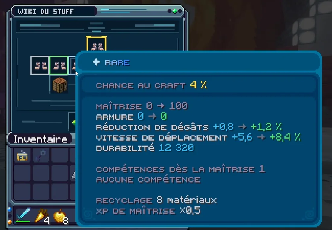 Le wiki du stuff : les bottes de nova rares, vitesse de déplacement +5,6 à +8,4 %
