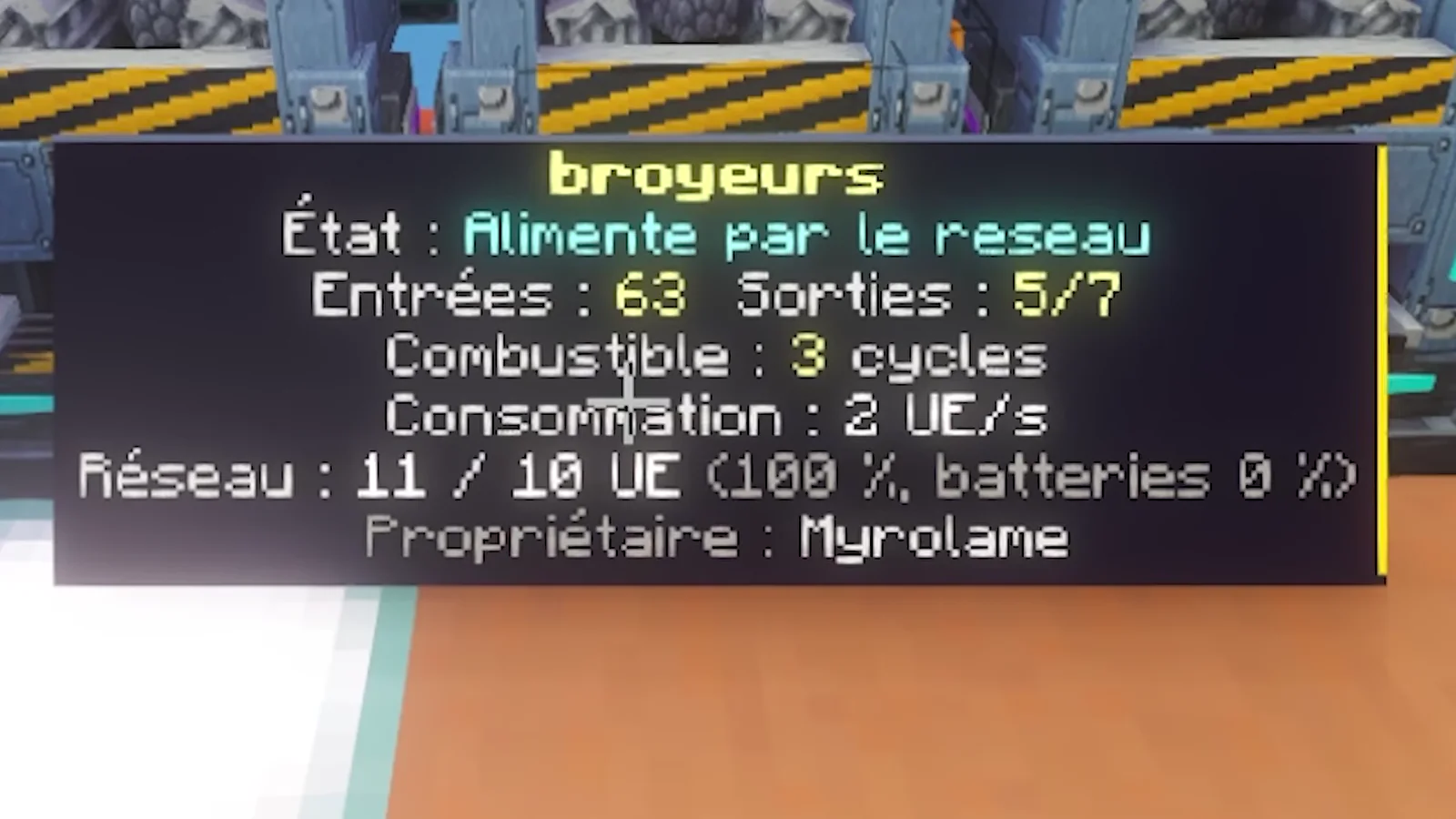 Le HUD du mod client : énergie et oxygène