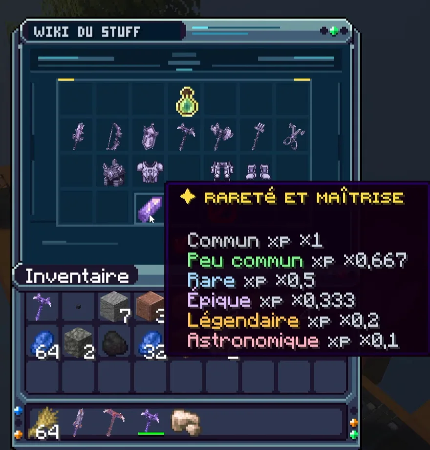 Rareté et maîtrise sur un item
