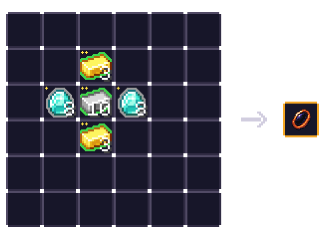ɢᴇᴍᴍᴇ ᴅᴇ ᴛʀᴏᴜ ɴᴏɪʀ - ɴɪᴠᴇᴀᴜ 140 — 6 × or t2 ★★, 16 × diamant t1 ★, 10 × fer t2 ★★