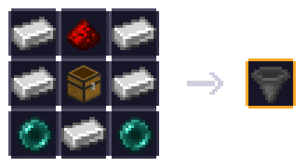 ✦ ᴄʜᴜɴᴋ ʜᴏᴘᴘᴇʀ ✦ — 5 × lingot de fer, 1 × redstone, 1 × coffre, 2 × perle de l’Ender
