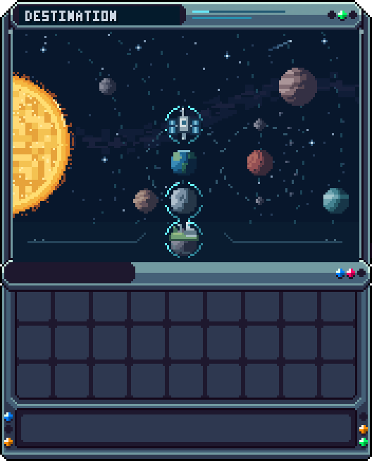 Fusée : destination · touche Espace dans la fusée — Choix de la destination du vol (station, spawn, ta plateforme).