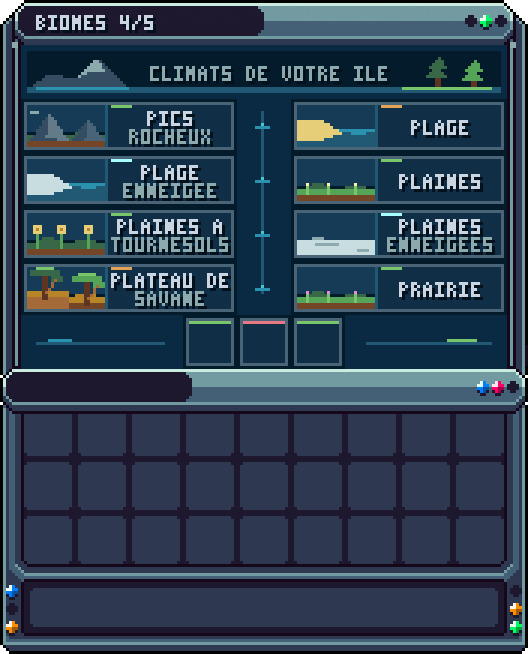Changer le biome (page 4) · /is biome4 — Choisir le biome de l'île parmi la liste (8 par page, 5 pages).
