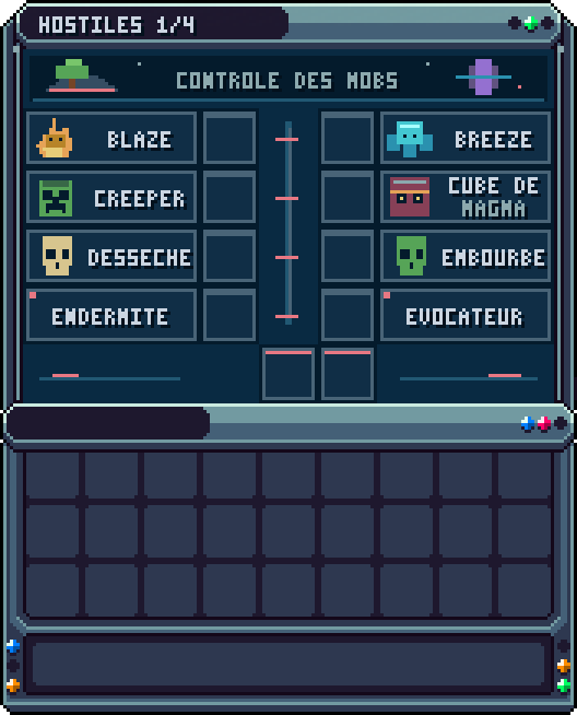 Options : créatures hostiles (page 1) · /is opt hostile — Activer ou désactiver l'apparition de chaque créature hostiles sur l'île, 8 par page, avec voyant.