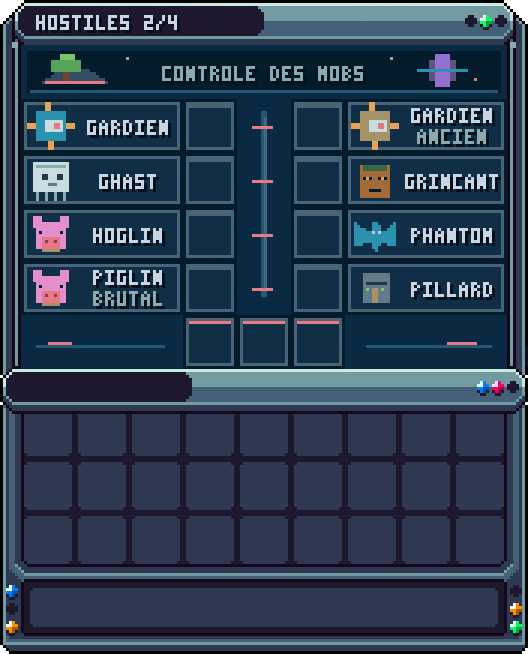Options : créatures hostiles (page 2) · /is opt hostile2 — Activer ou désactiver l'apparition de chaque créature hostiles sur l'île, 8 par page, avec voyant.