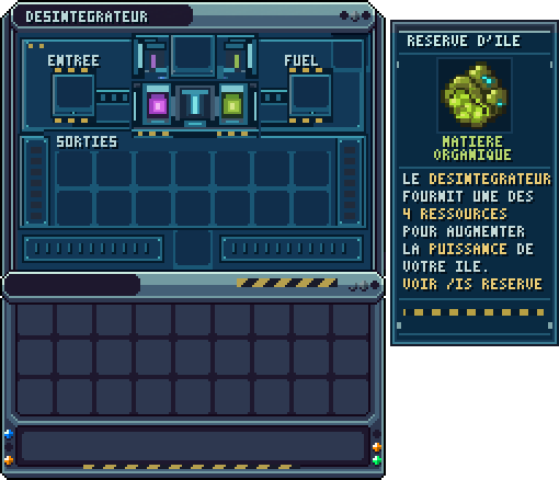 Le menu du désintégrateur