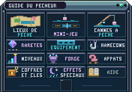 L'accueil du guide en jeu : 11 sections